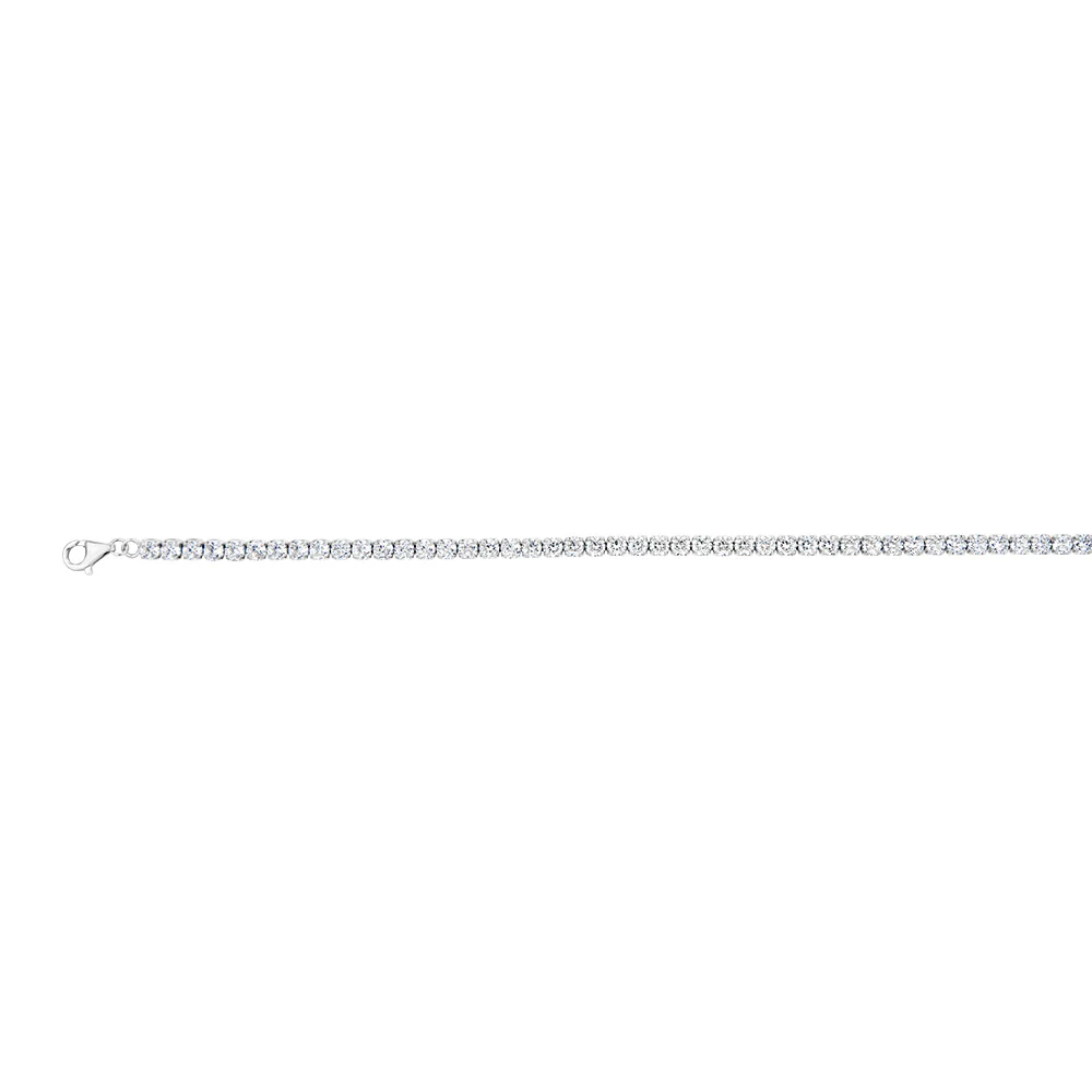 Sterling Silver Rhodium Plated White Round Cubic Zirconia 16.5+3cm Tennis Bracelet - Image 2