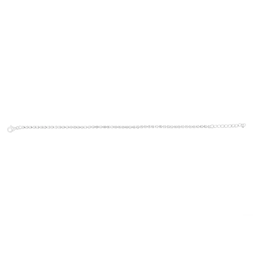 Sterling Silver Rhodium Plated White Round Zirconia 16.5+3cm Tennis Bracelet - Image 2