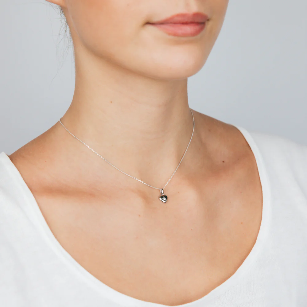 Sterling Silver Rhodium Plated White Zirconia Heart Pendant - Image 2