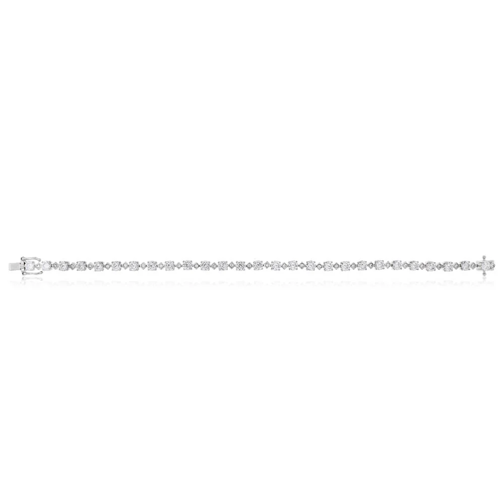 Sterling Silver Rhodium Plated Zirconia Tennis 18.5cm Bracelet - Image 2