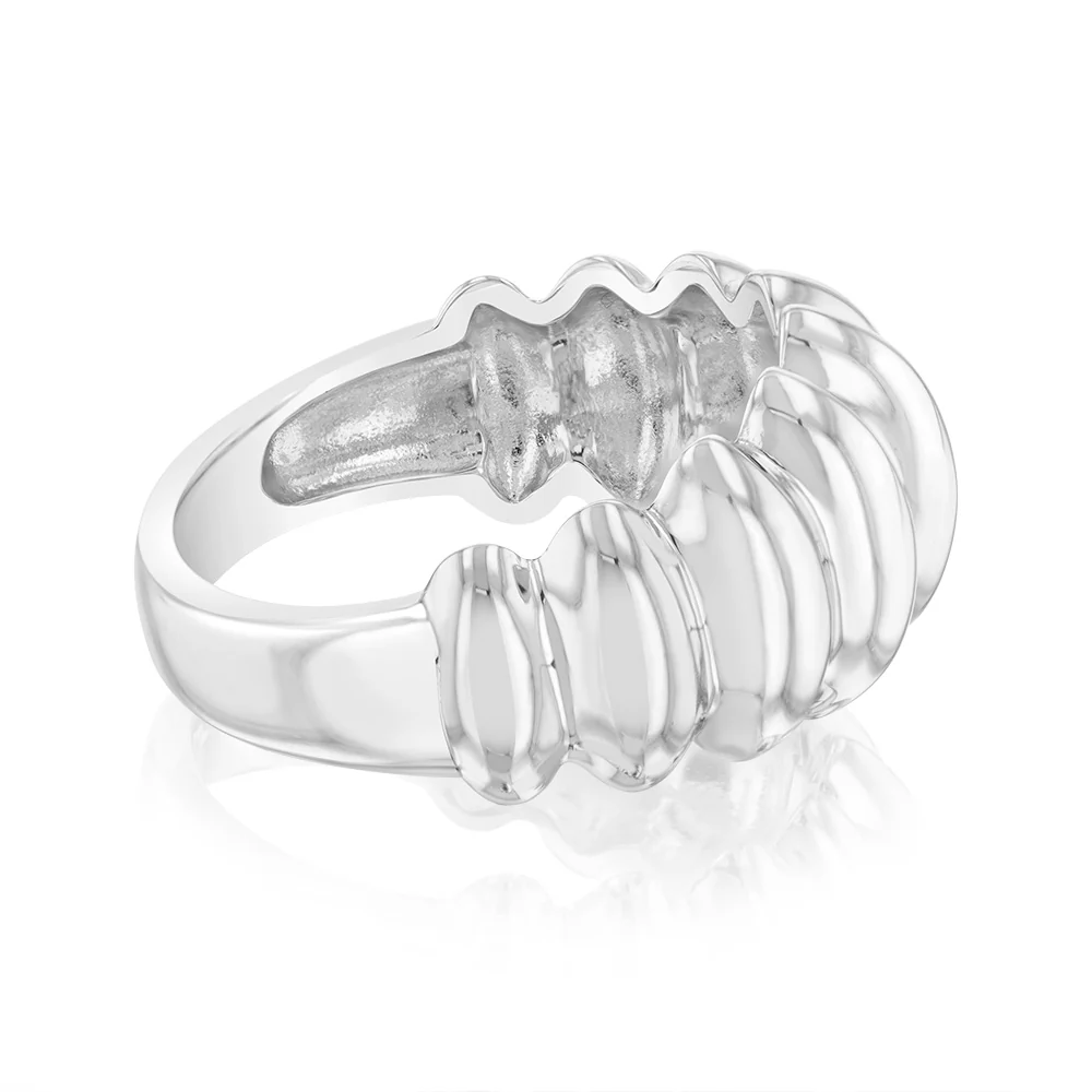 Sterling Silver Ribbed Polished Fancy Ring - Image 2