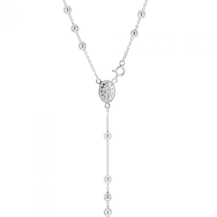 Sterling Silver Rosary Bead 63cm Chain With Cross - Image 2