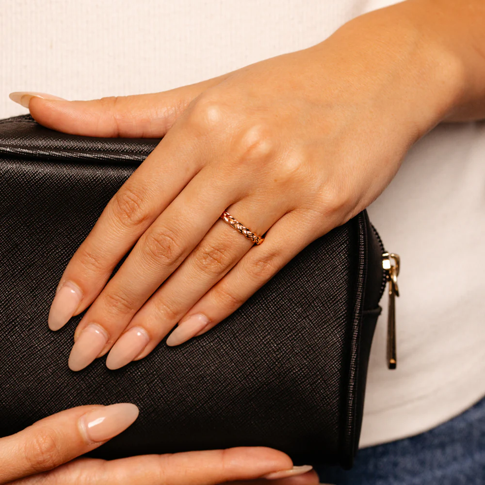 Sterling Silver Rose Gold Plated Braided Ring - Image 2