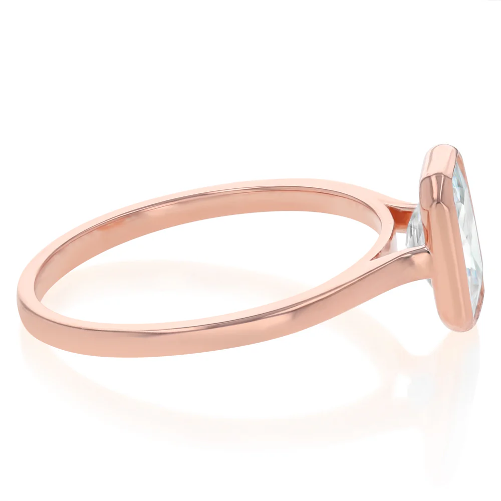 Sterling Silver Rose Gold Plated CZ Cushion Cut Ring - Image 2