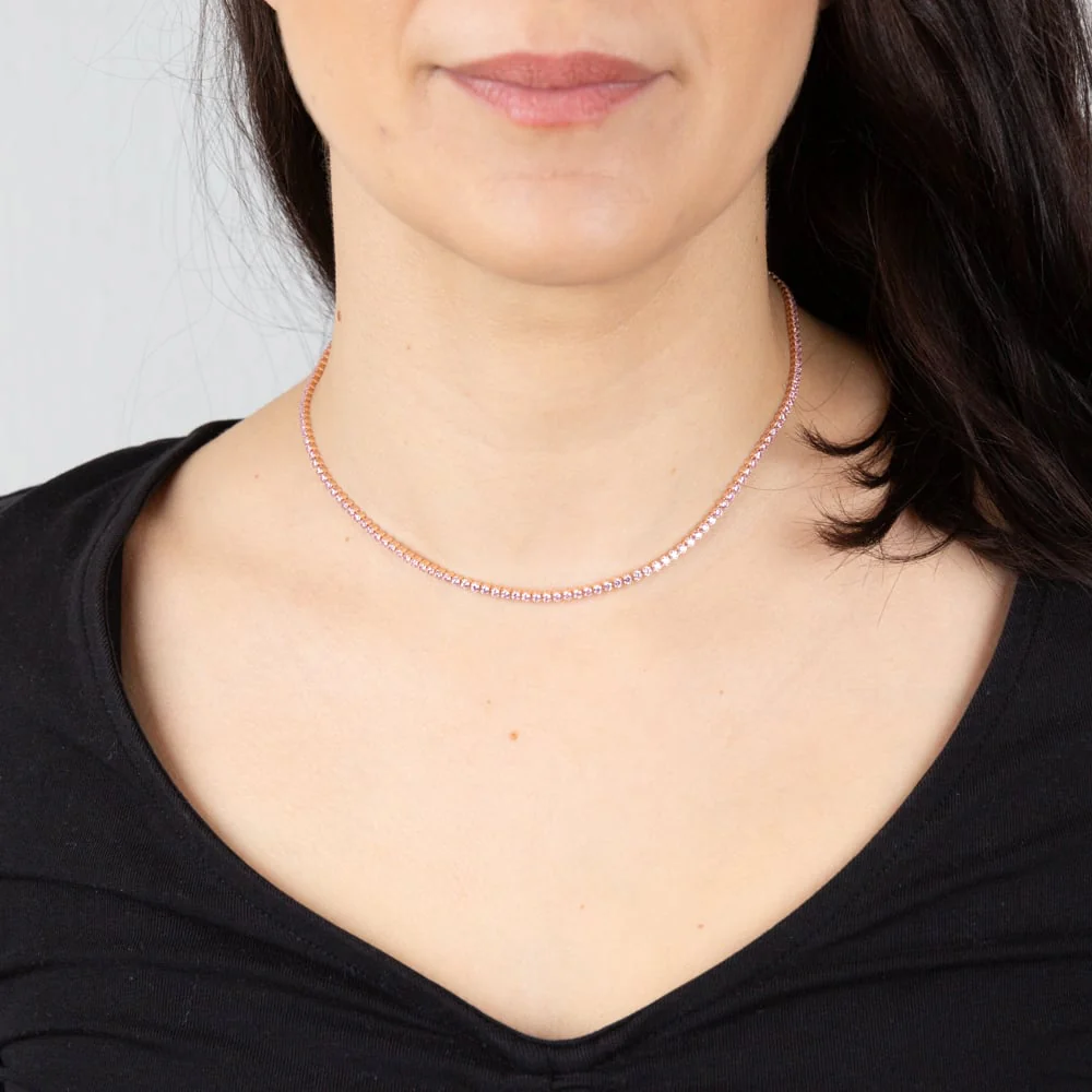 Sterling Silver Rose Gold Plated Fancy 40cm Choker Chain - Image 3