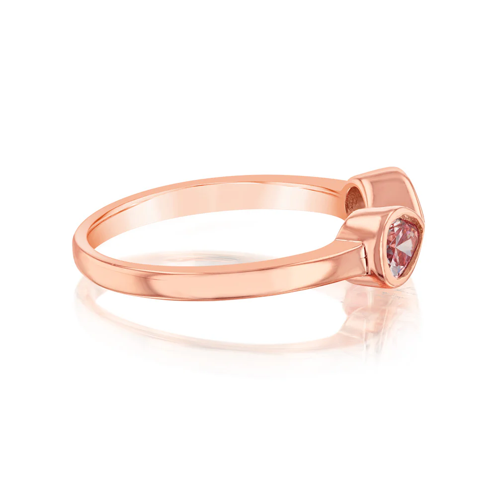 Sterling Silver Rose Gold Plated Morganite Pear Cubic Zirconia Infinity Ring - Image 2
