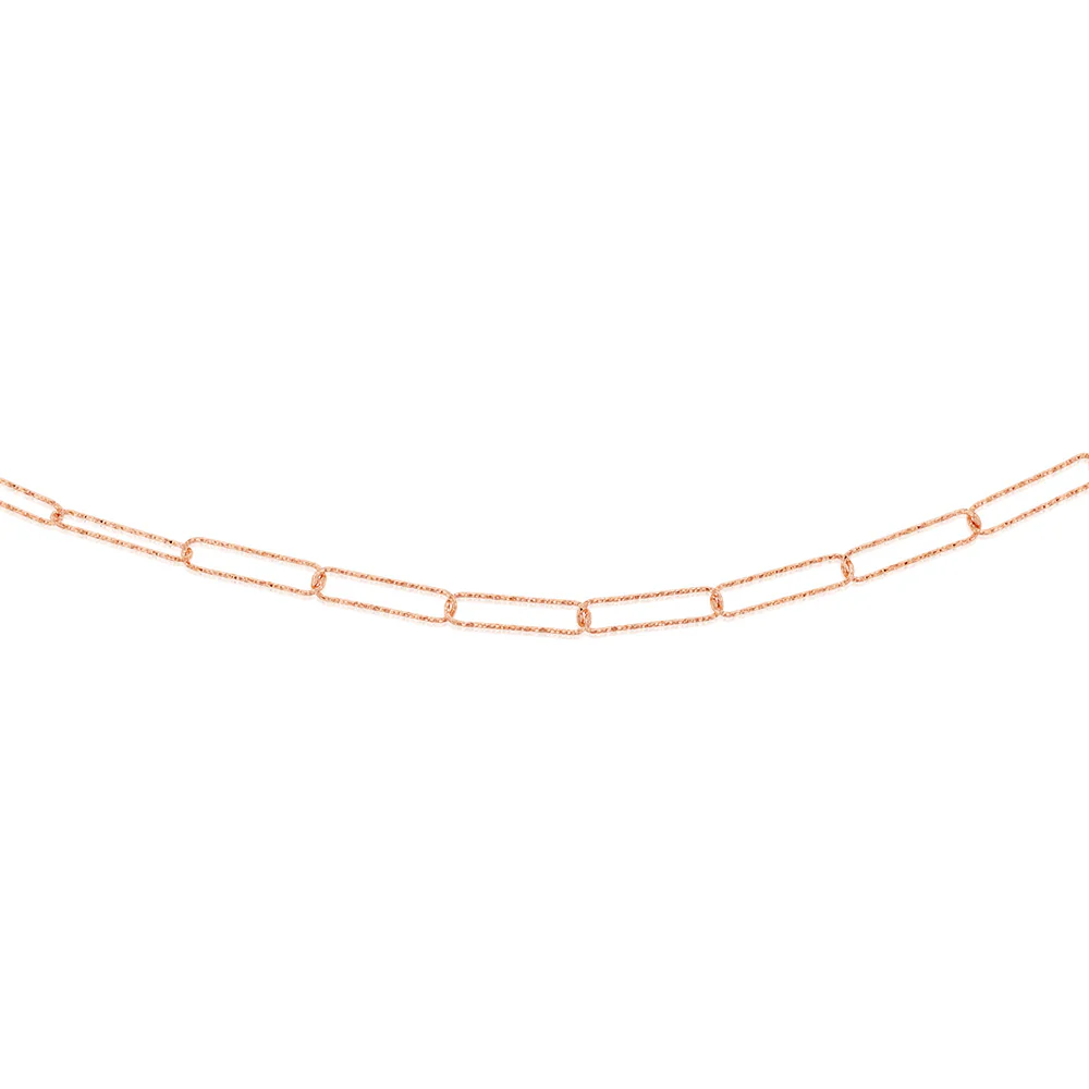 Sterling Silver Rose Gold Plated Textured Paperclip 41cm Chain - Image 2