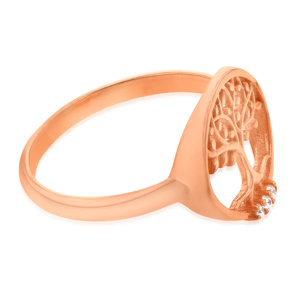 Sterling Silver Rose Gold Plated Tree Of Life Ring - Image 2