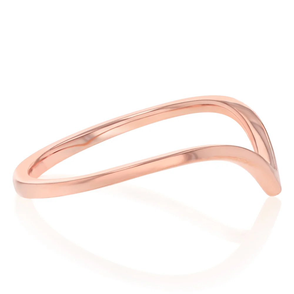 Sterling Silver Rose Gold Plated Wishbone Ring - Image 2