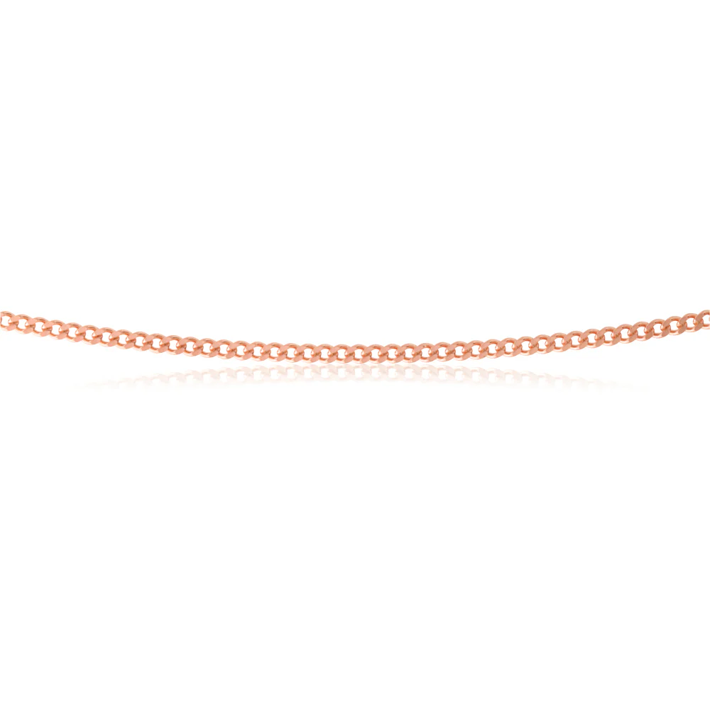 Sterling Silver Rose Plated 40 Gauge 50cm Curb Dicut Chain - Image 2