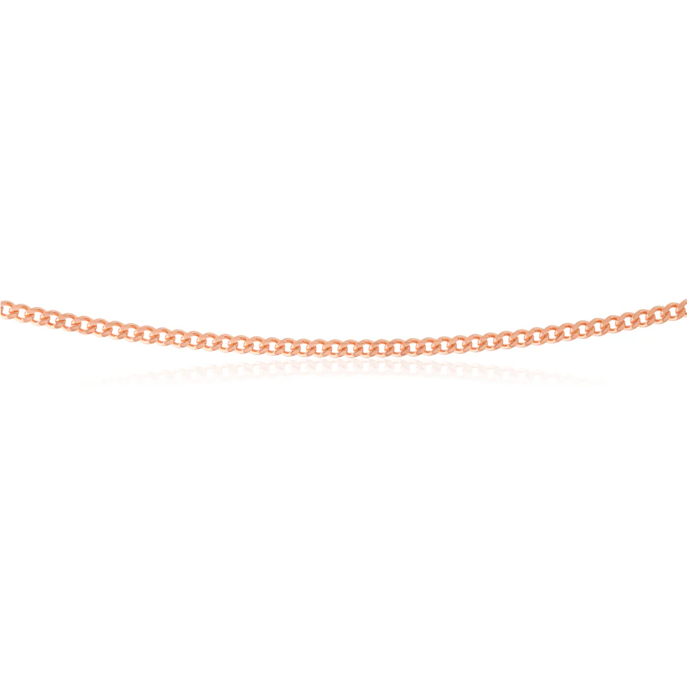 Sterling Silver Rose Plated 60 Gauge 50cm Curb Dicut Chain - Image 2