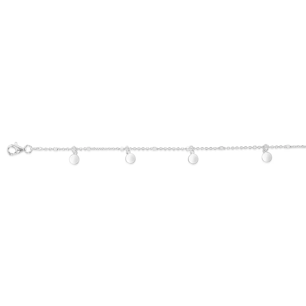 Sterling Silver Round Charm 27cm Anklet - Image 2