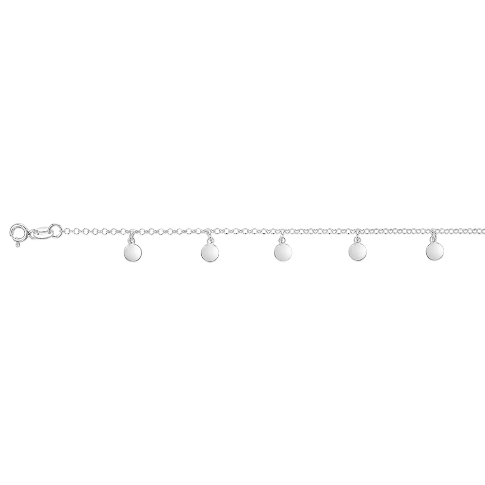 Sterling Silver Round Disc On 19cm Bracelet - Image 2