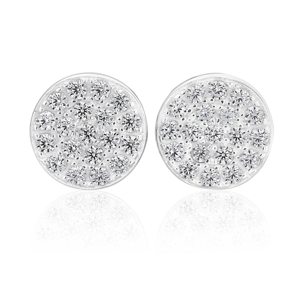Sterling Silver Round Zirconia Stud Earrings - Image 2
