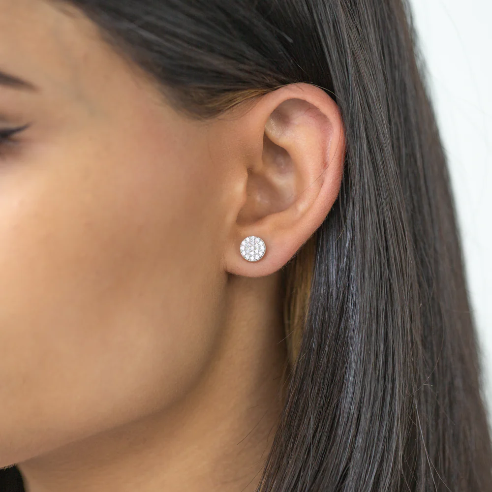 Sterling Silver Round Zirconia Stud Earrings - Image 3