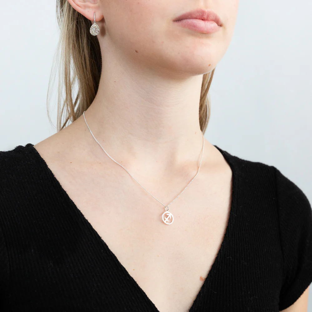 Sterling Silver Round Zodiac/Star Sign Sagittarius Pendant - Image 2