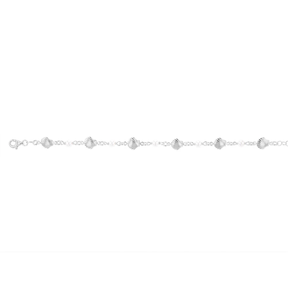Sterling Silver Shells And Synthetic Pearls 16+3cm Bracelet - Image 2