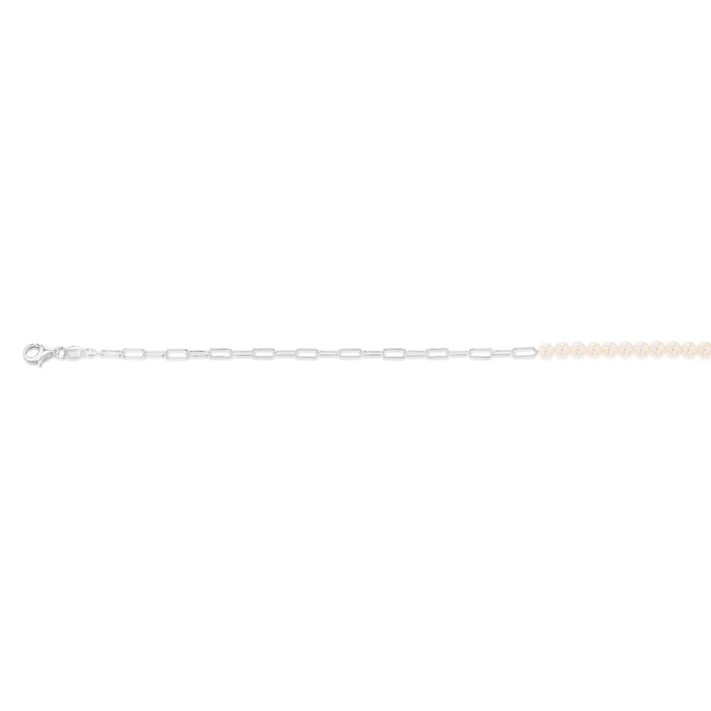 Sterling Silver Simulated Pearl 24+3cm Anklet - Image 2
