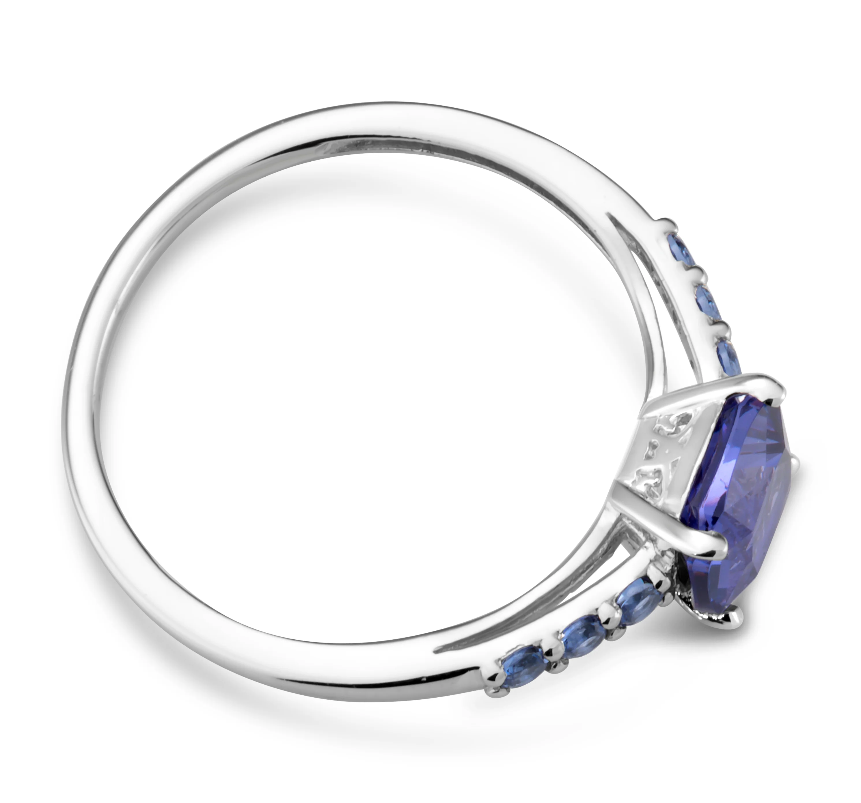 Sterling Silver Simulated Tanzanite and Zirconia Ring - Image 2