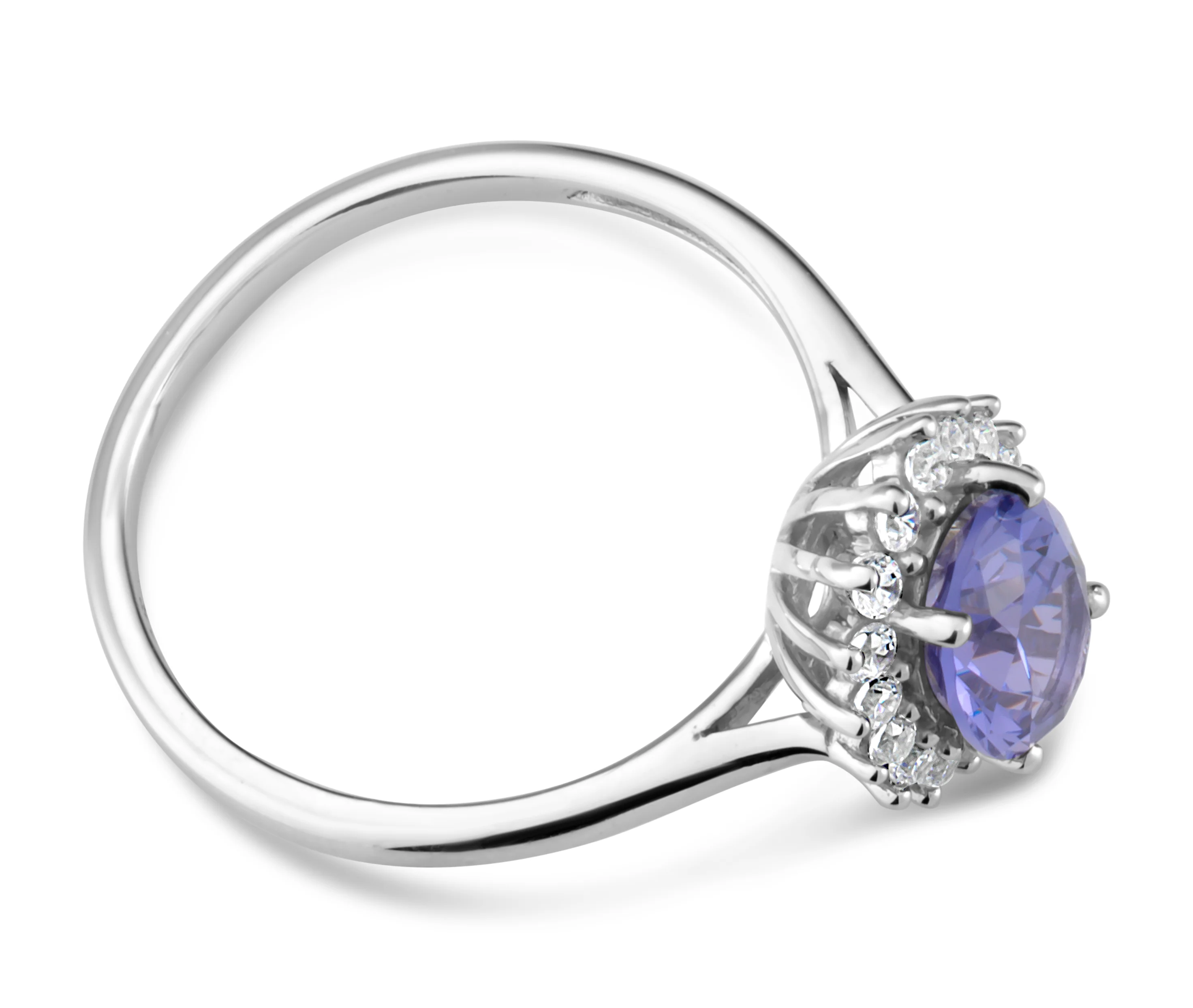 Sterling Silver Simulated Tanzanite and Zirconia Ring - Image 2