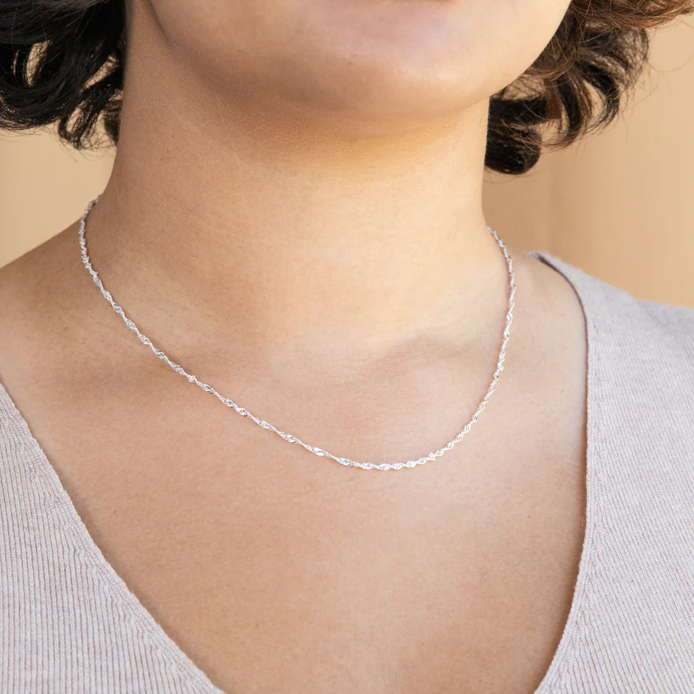 Sterling Silver Singapore 30 Gauge 45cm Chain - Image 3