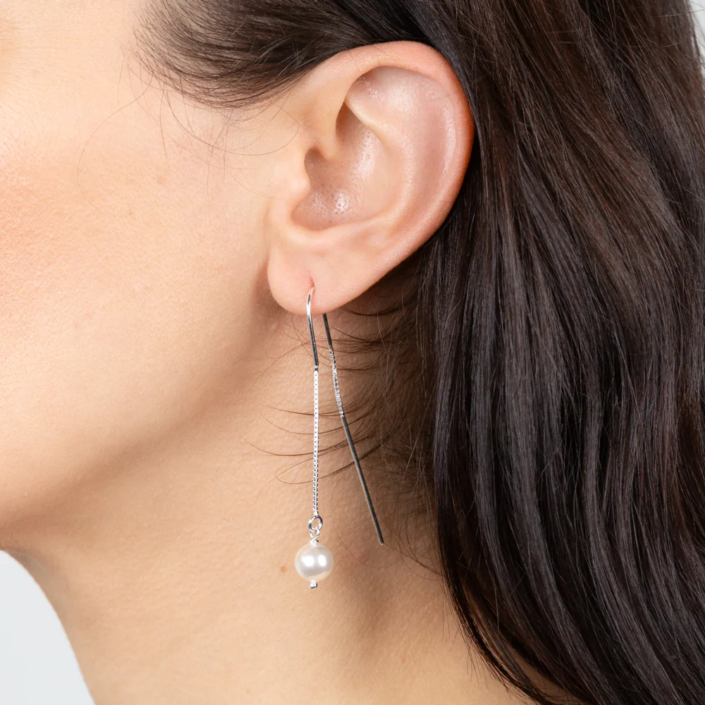 Sterling Silver Single Pearl Threader Earring - Image 2