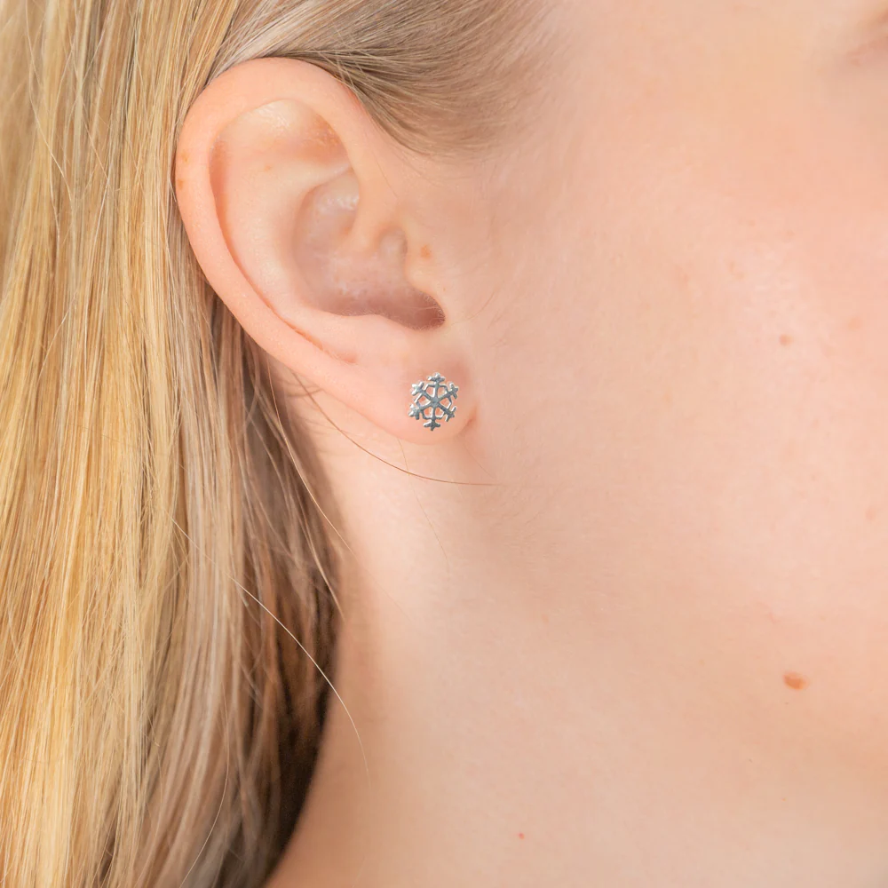 Sterling Silver Snowflake Stud Earrings - Image 2