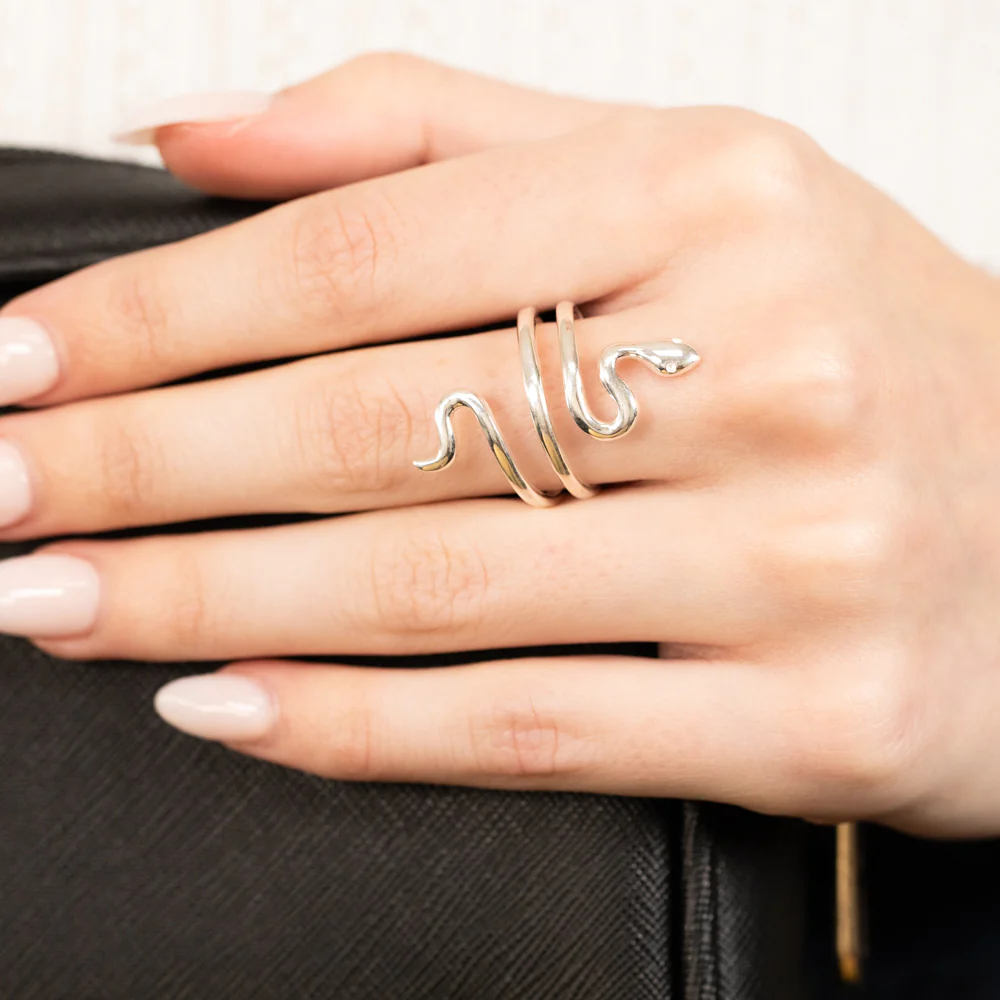 Sterling Silver Spiral Snake Ring - Image 3