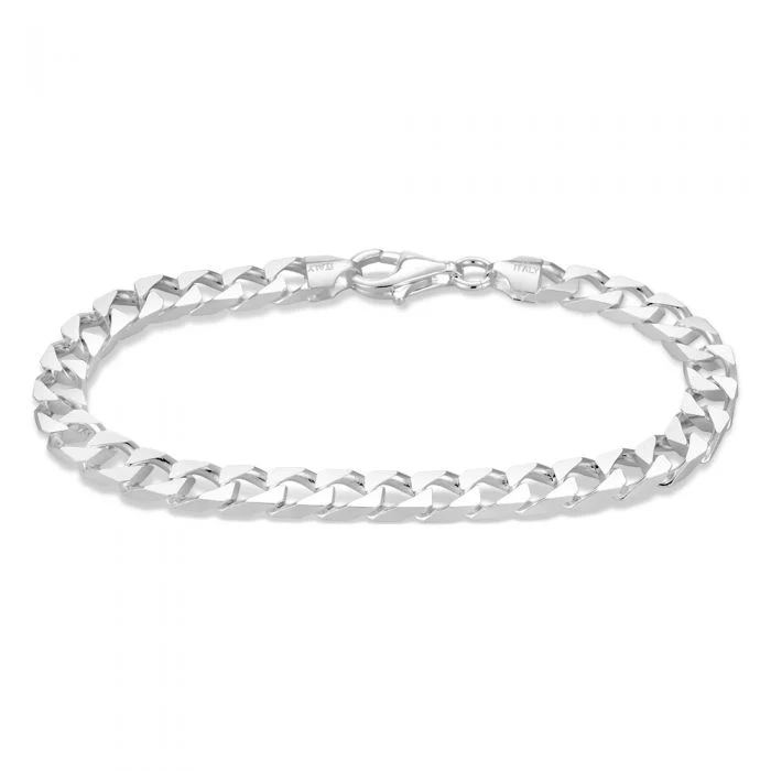 Sterling Silver Square Curb 21cm Bracelet - Image 2
