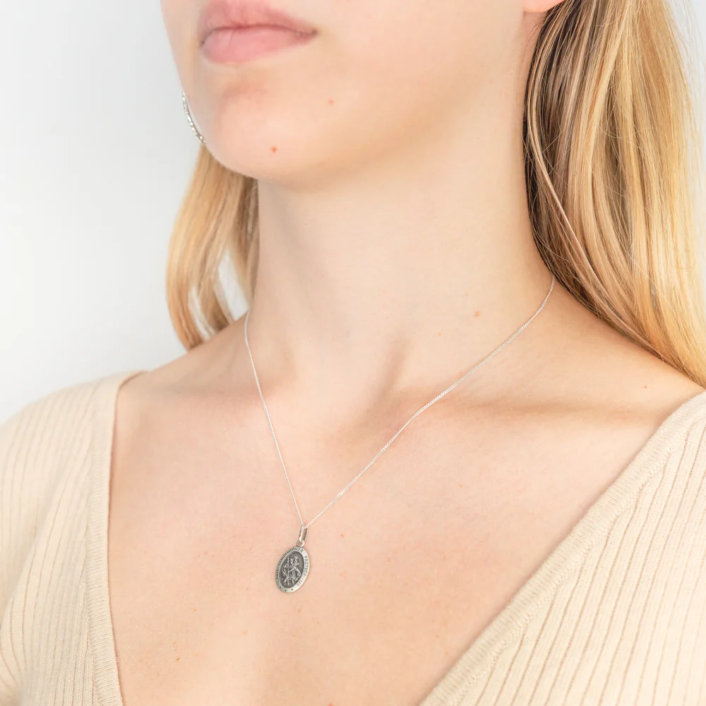 Sterling Silver St Christopher Oval Pendant - Image 2