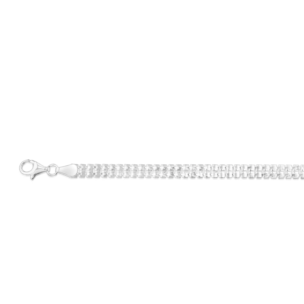 Sterling Silver Stamped Fancy Double Strand 19cm Bracelet - Image 2