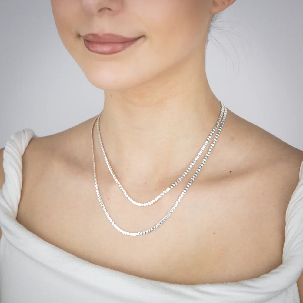 Sterling Silver Stamped Fancy Double Strand 41+5cm Chain - Image 3