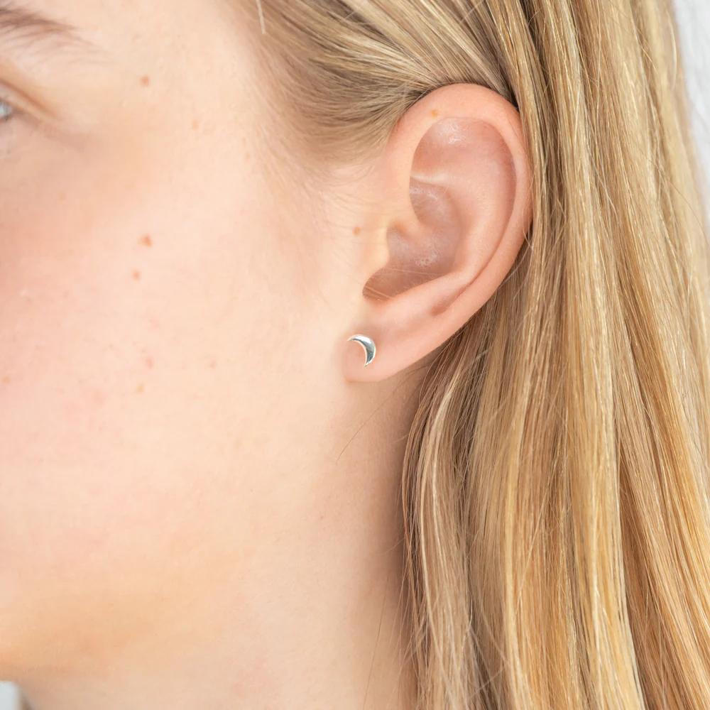 Sterling Silver Star and Crescent Moon Studs - Image 2
