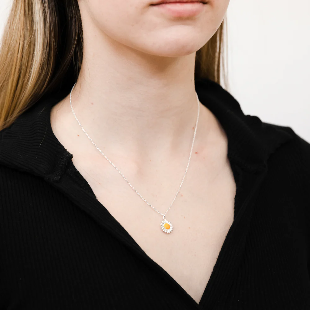 Sterling Silver Sunflower Pendant On 45cm Chain - Image 2
