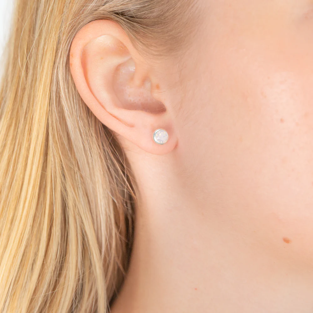 Sterling Silver Swarovski Light Pink Crystal Stud Earrings - Image 2