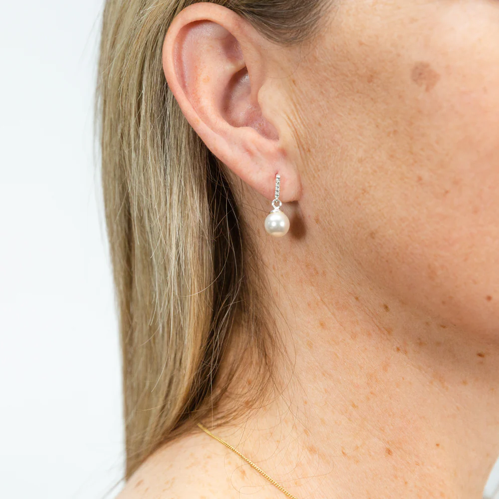 Sterling Silver Swarovski Pearl Drop Earrings - Image 2