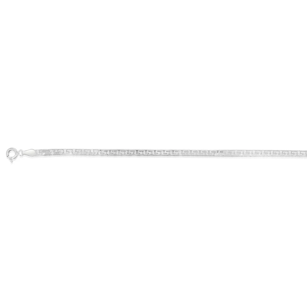 Sterling Silver Textured 4mm Herringbone 19cm Bracelet - Image 2