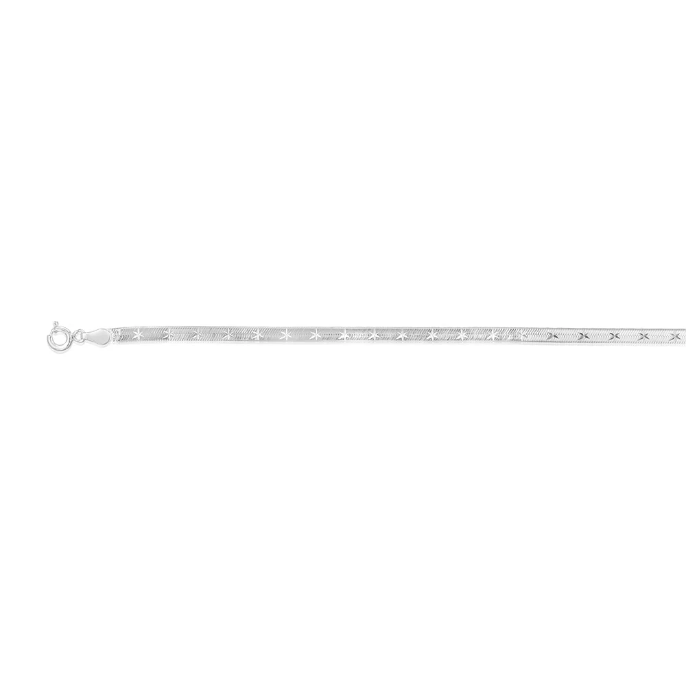 Sterling Silver Textured 4mm Herringbone 19cm Bracelet - Image 2