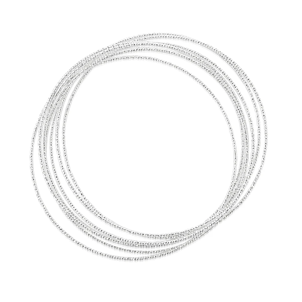 Sterling Silver Textured Bunch Of Seven Bangles - Image 3