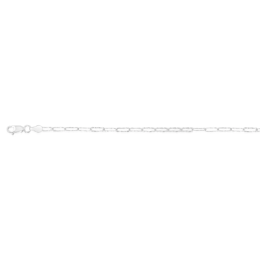 Sterling Silver Textured Paperclip 60 Gauge 19cm Chain - Image 2