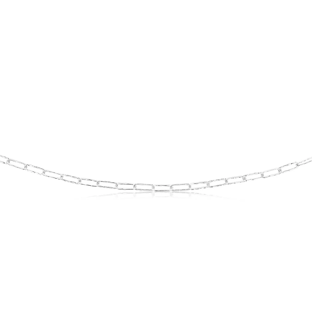 Sterling Silver Textured Paperclip 60 Gauge 45cm Chain - Image 2