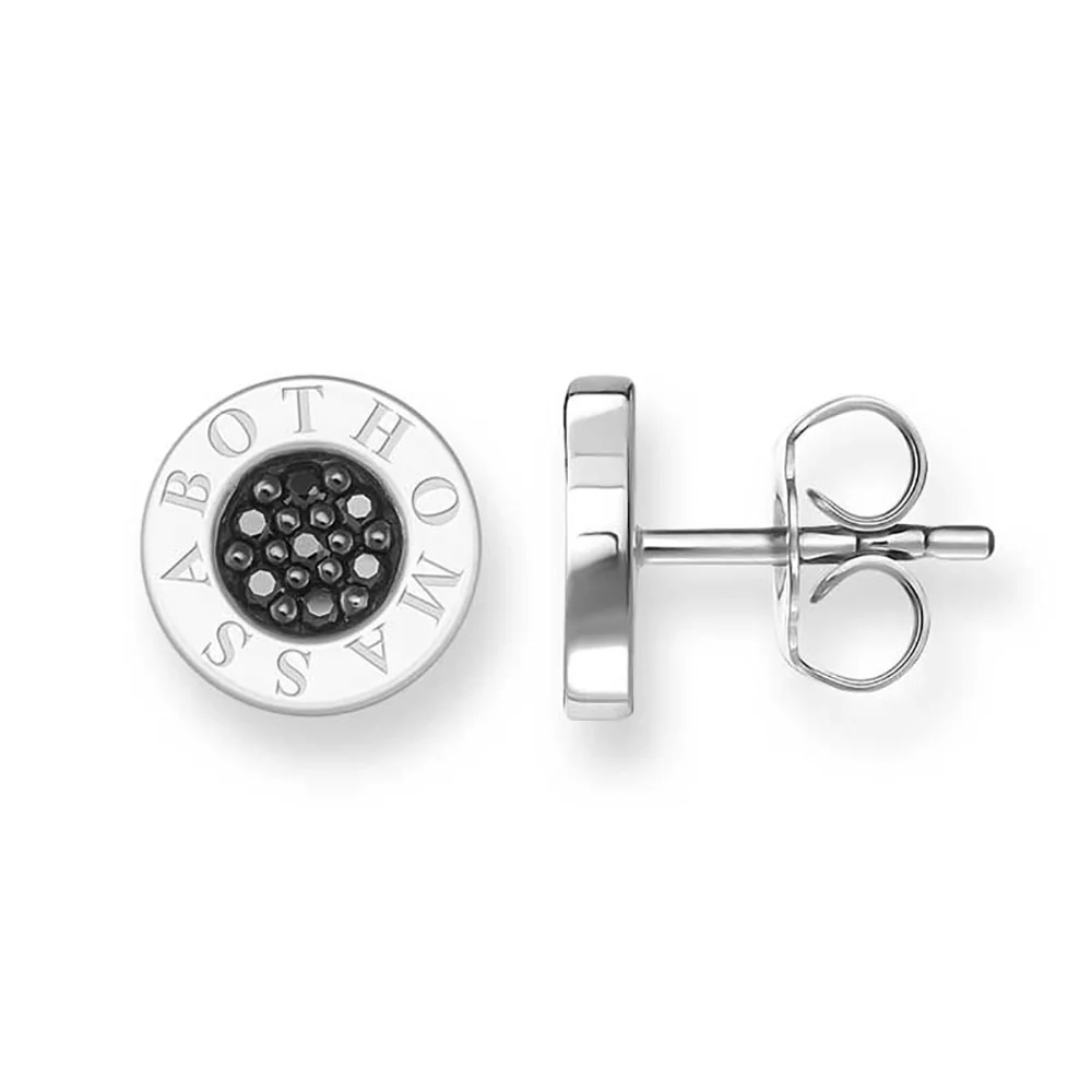 Sterling Silver Thomas Sabo Round Black Pave Zirconia Stud Earrings - Image 2
