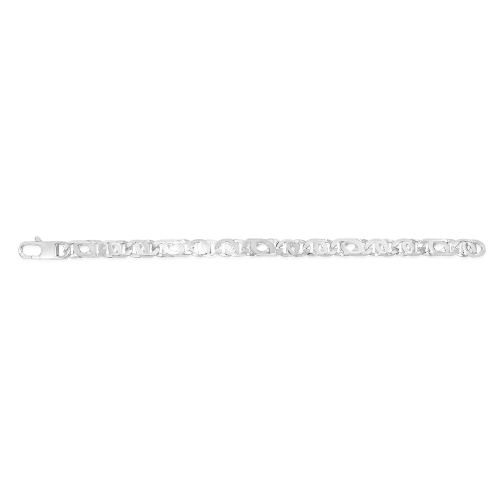 Sterling Silver Tiger Eye 200 Gauge Link 23cm Bracelet - Image 2