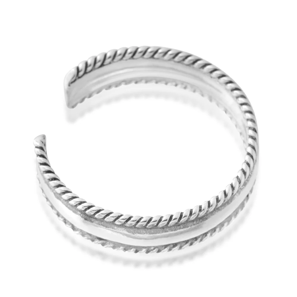 Sterling Silver Toe Ring Millgrain Oxidised - Image 2