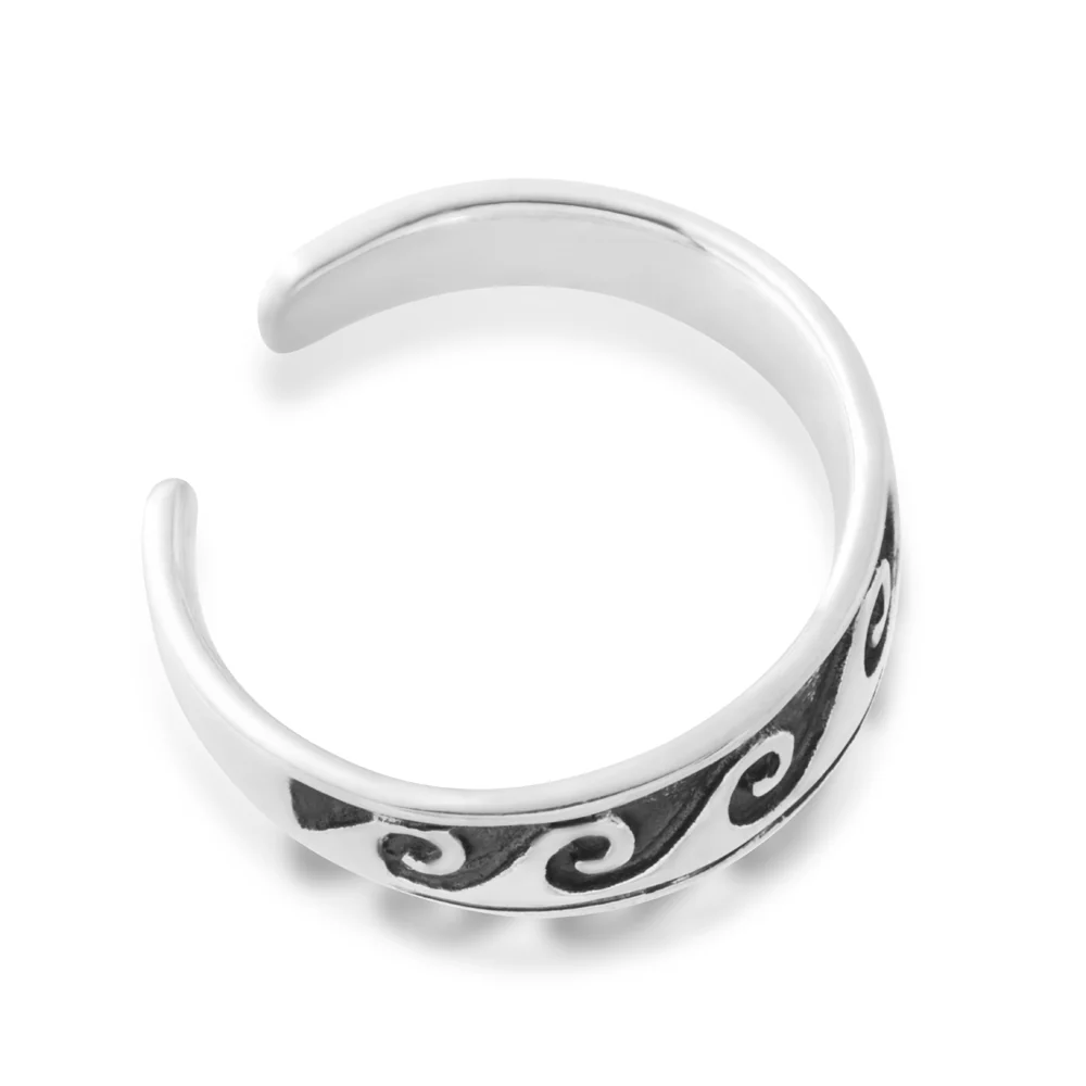Sterling Silver Toe Ring Waves Oxidised - Image 2