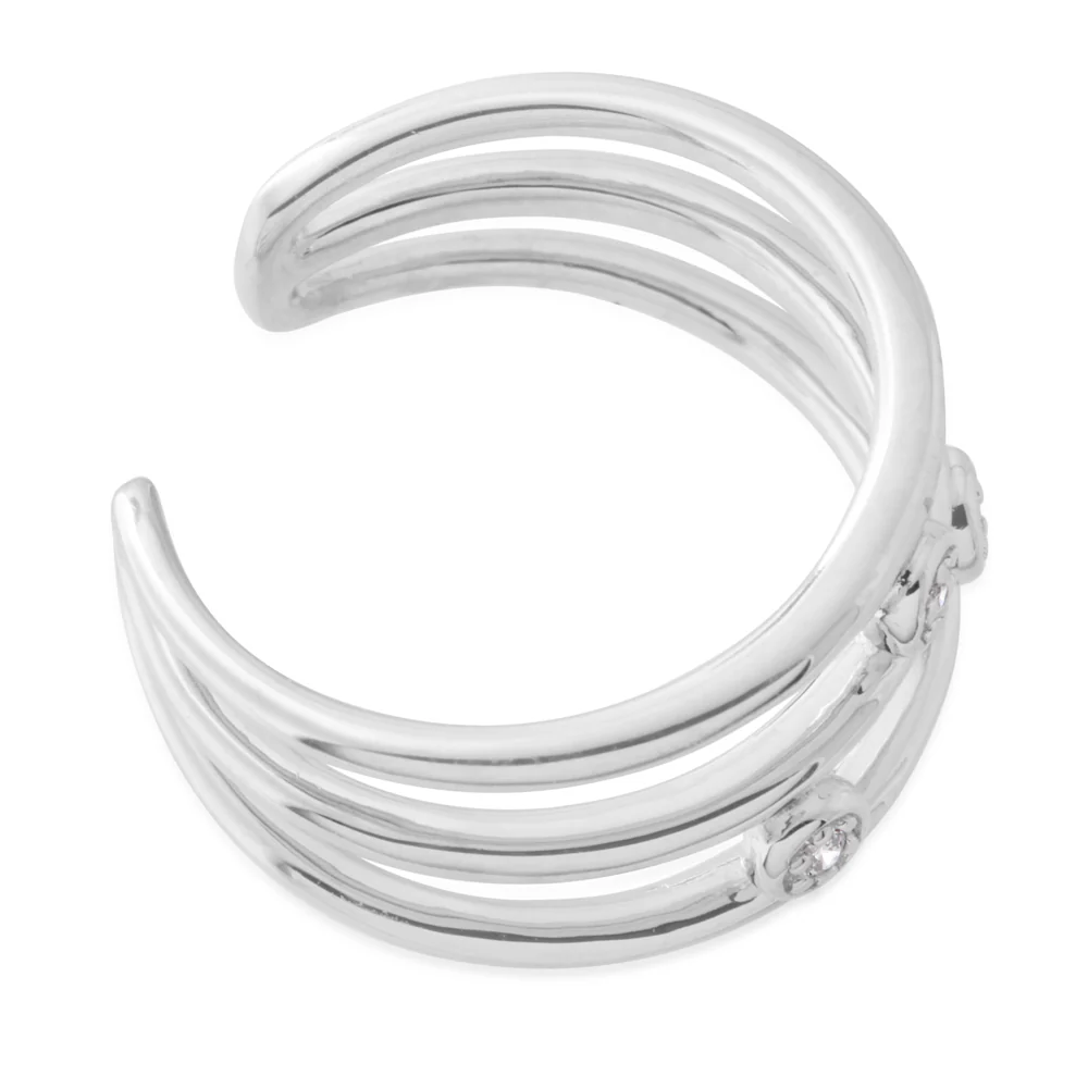 Sterling Silver Toe Ring Zirconia 3 Band - Image 2