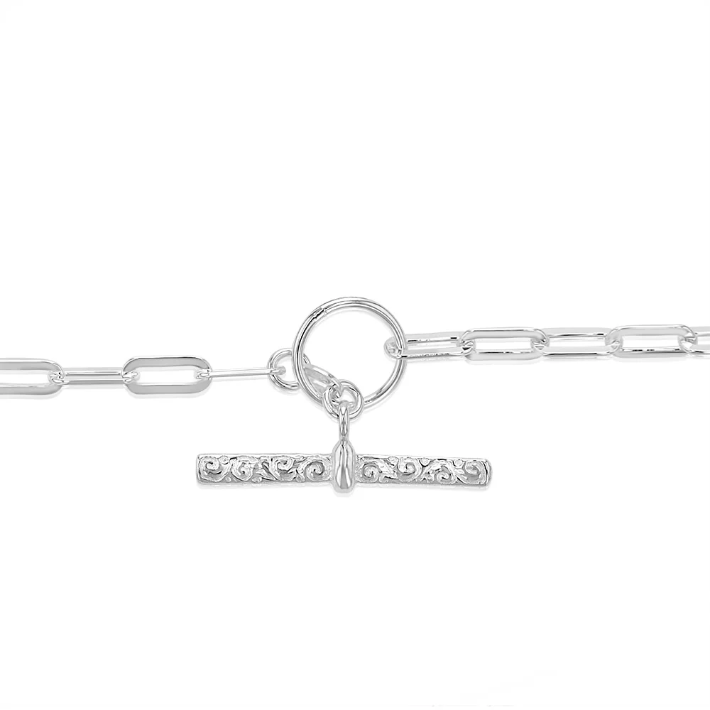Sterling Silver Toggle Bar Paperclip 45cm Chain - Image 3