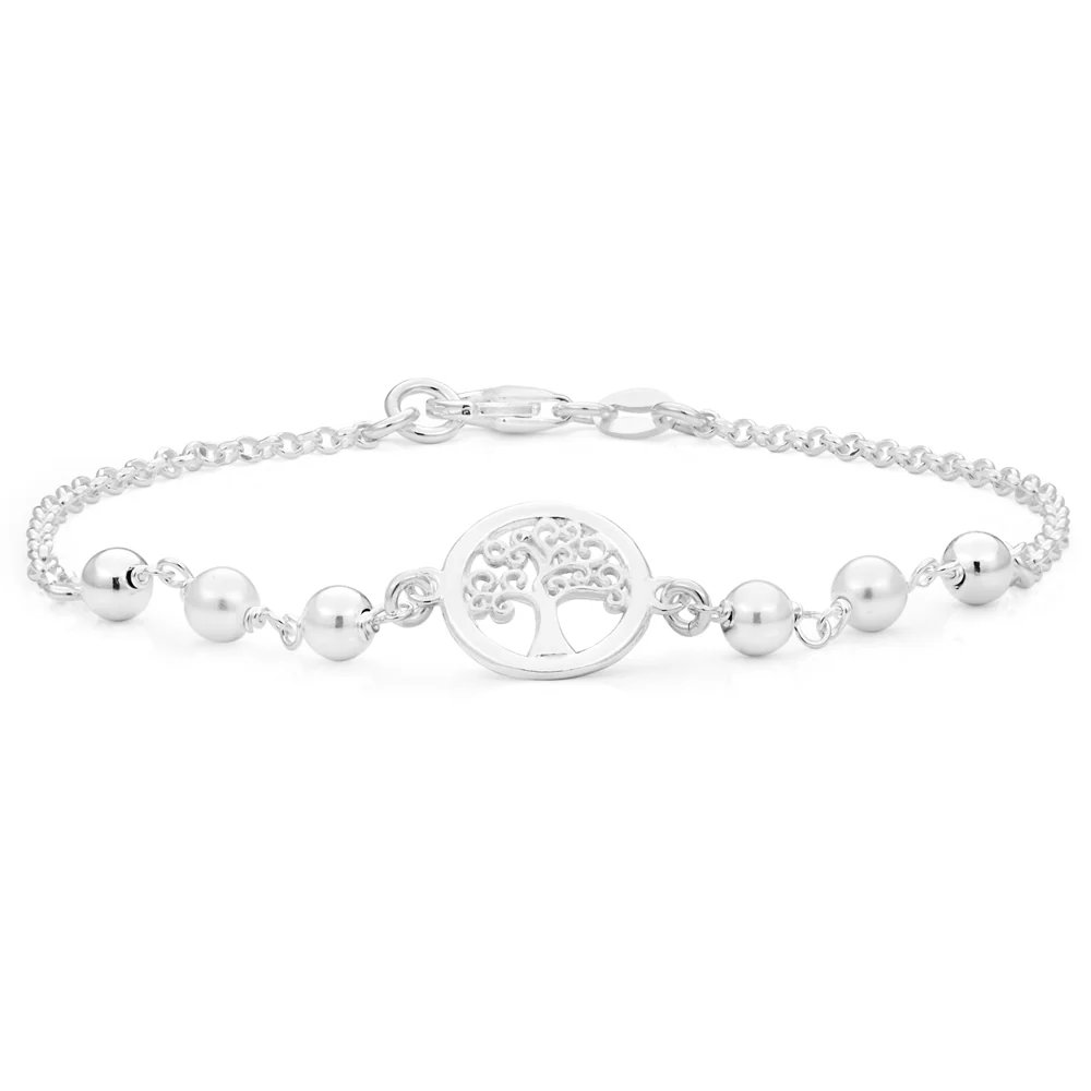 Sterling Silver Tree of Life and Simulated Pearl Fancy Bracelet 19cm - Image 2