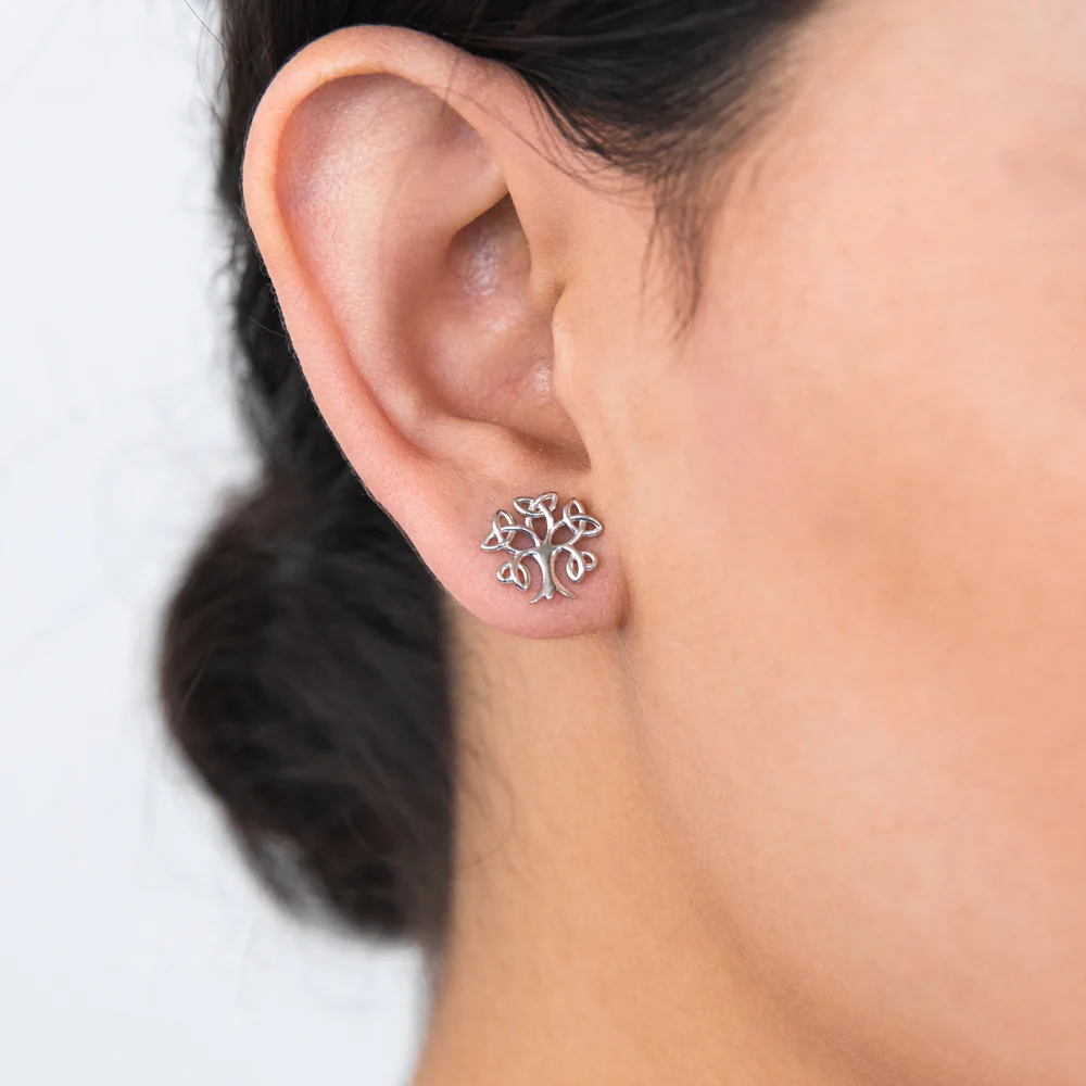 Sterling Silver Tree Of Life Stud Earrings - Image 2
