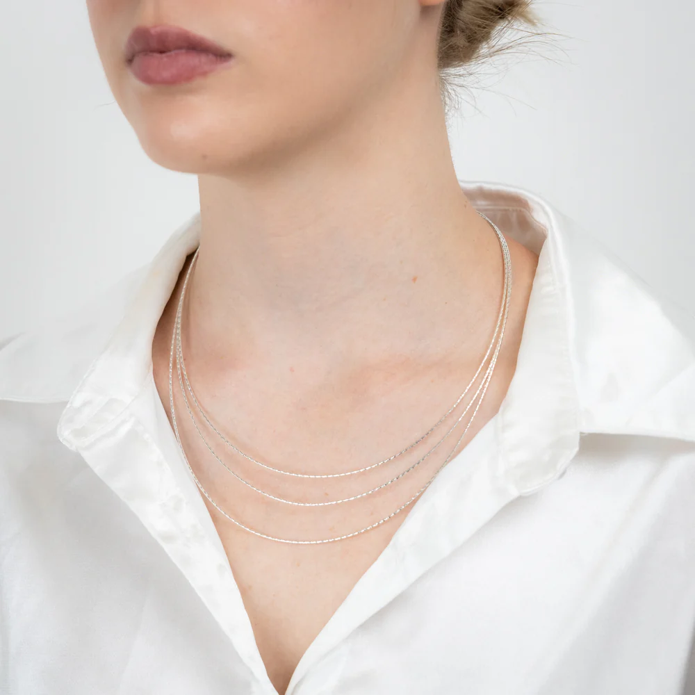 Sterling Silver Triple Layer 40+5cm Chain - Image 3